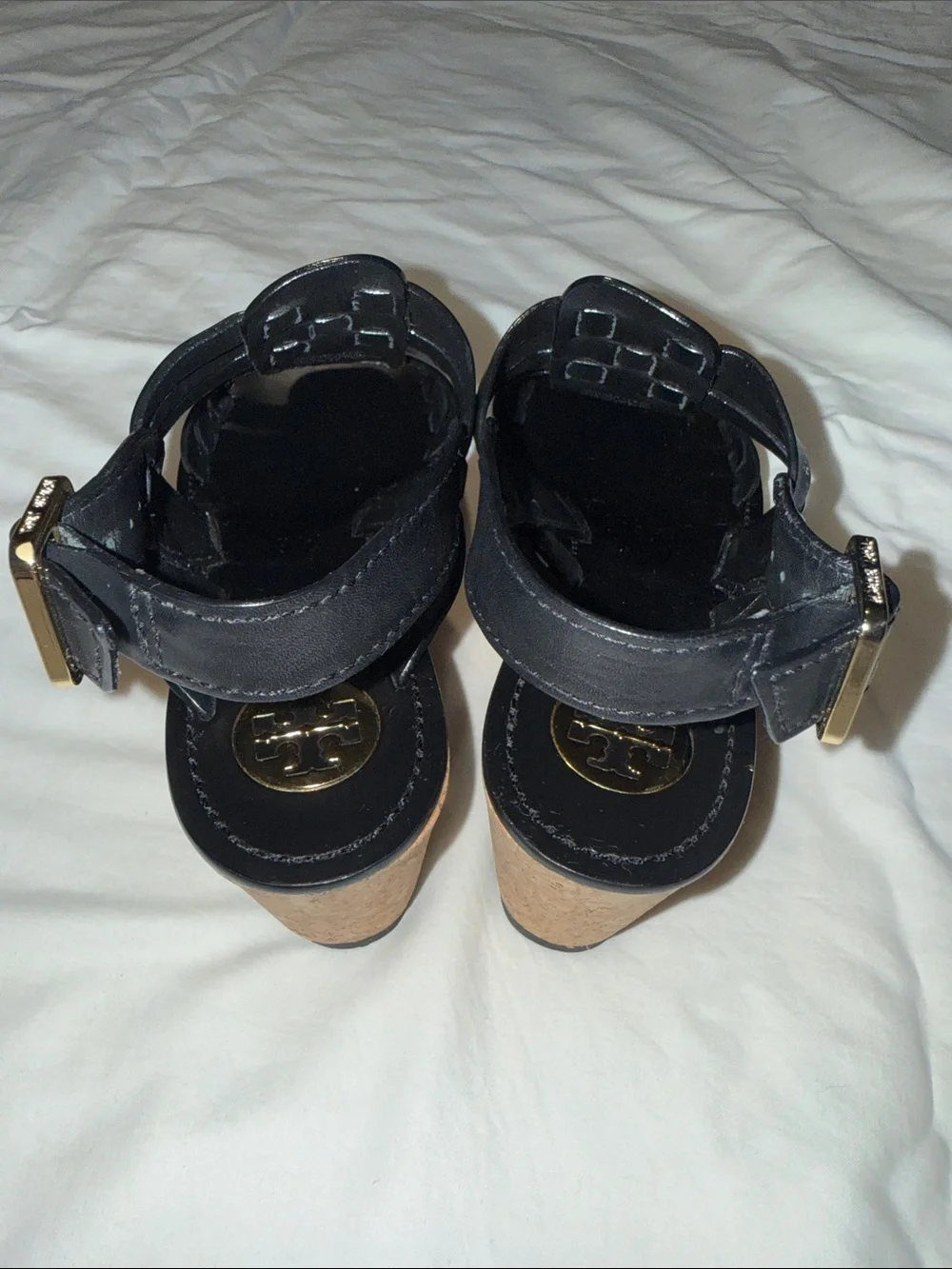 Tory Burch Leslie Cork Heeled  Wedges Size 7 M EUC